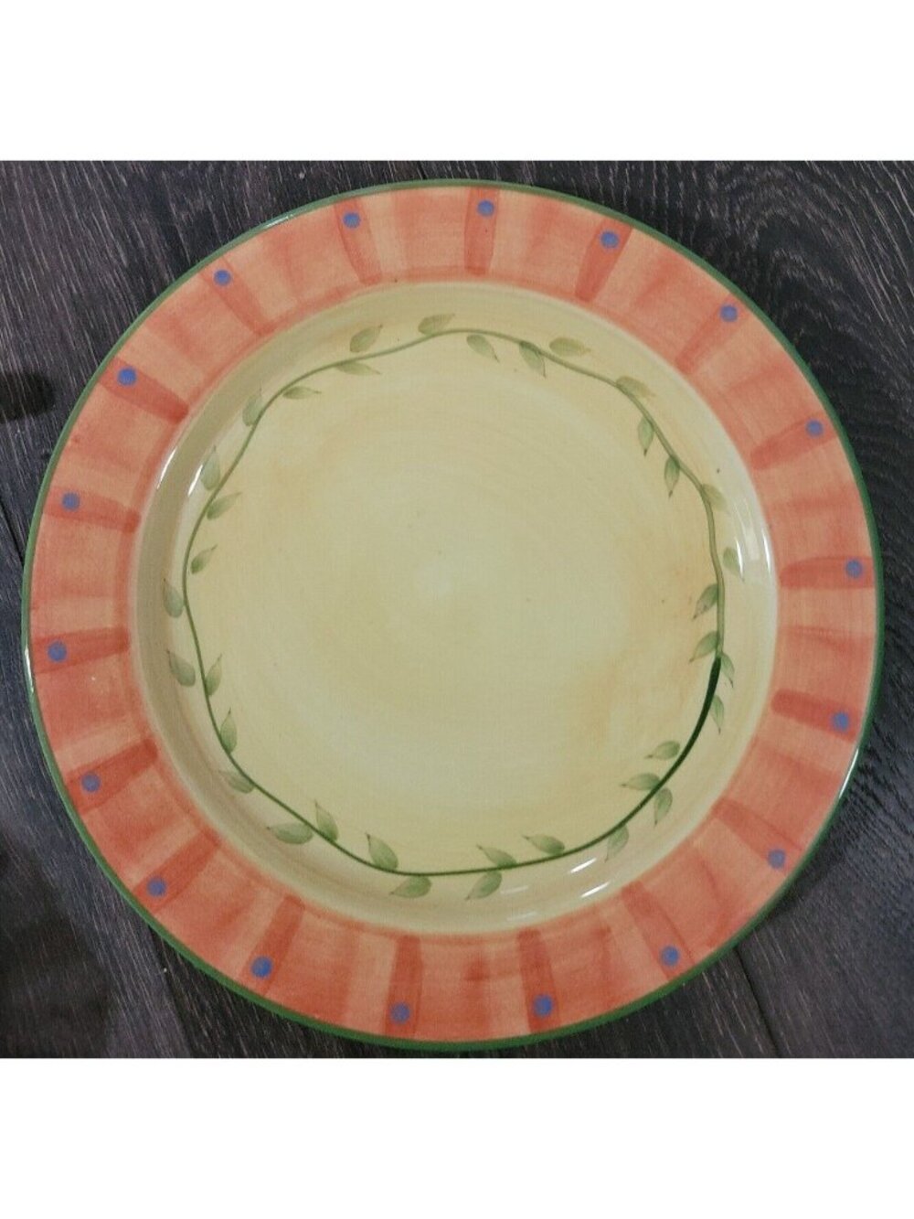 Pfaltzgraff Napoli Hand Painted 11.75" Plate Orange Yellow Green Vines Orig Tags